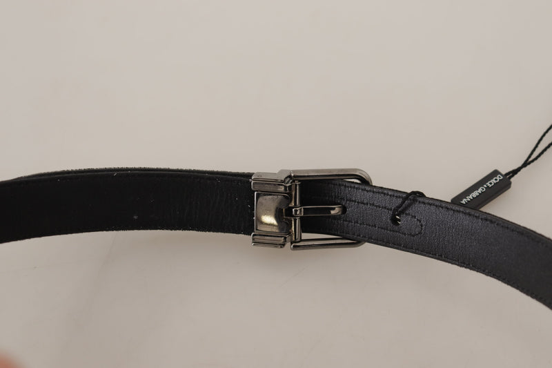 Black Cotton Silver Tone Metal Buckle Belt