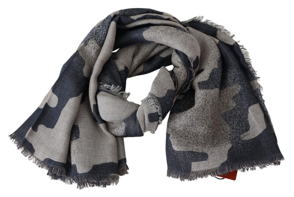 Multicolor Wool Camouflage Unisex Wrap Shawl