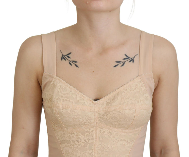 Beige Cropped Bustier Corset Brassiere Top