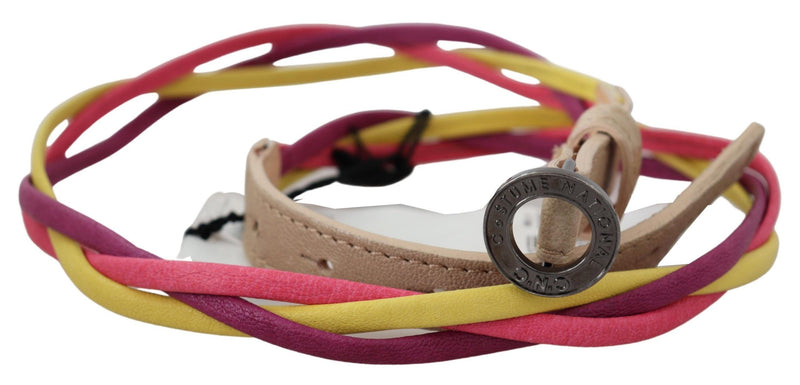 Multicolor Twisted Leather Circle Buckle Belt