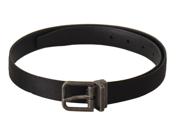 Black Calfskin Leather Vintage Metal Buckle Belt