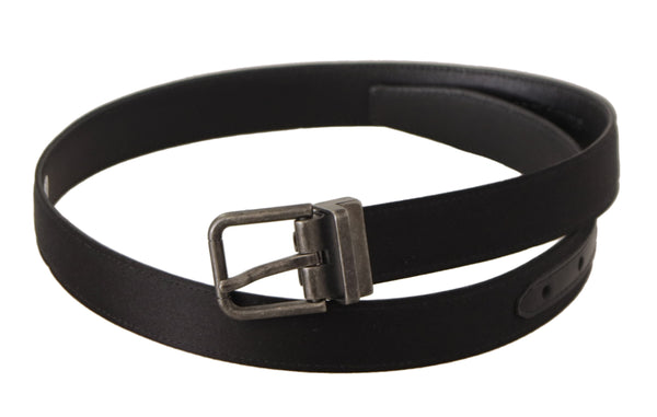 Black Calfskin Leather Vintage Metal Buckle Belt