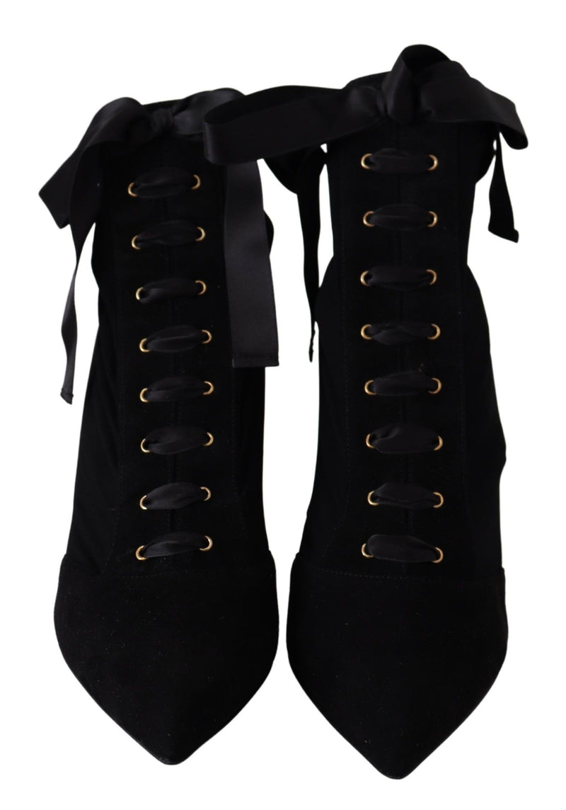 Black Stretch Short Ankle Boots Shoes