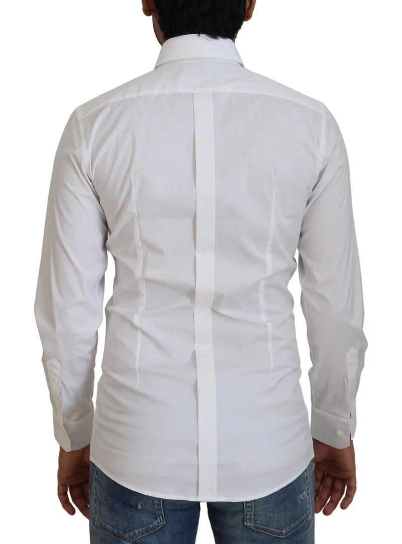 White Cotton Slim Fit Formal Dress GOLD Shirt