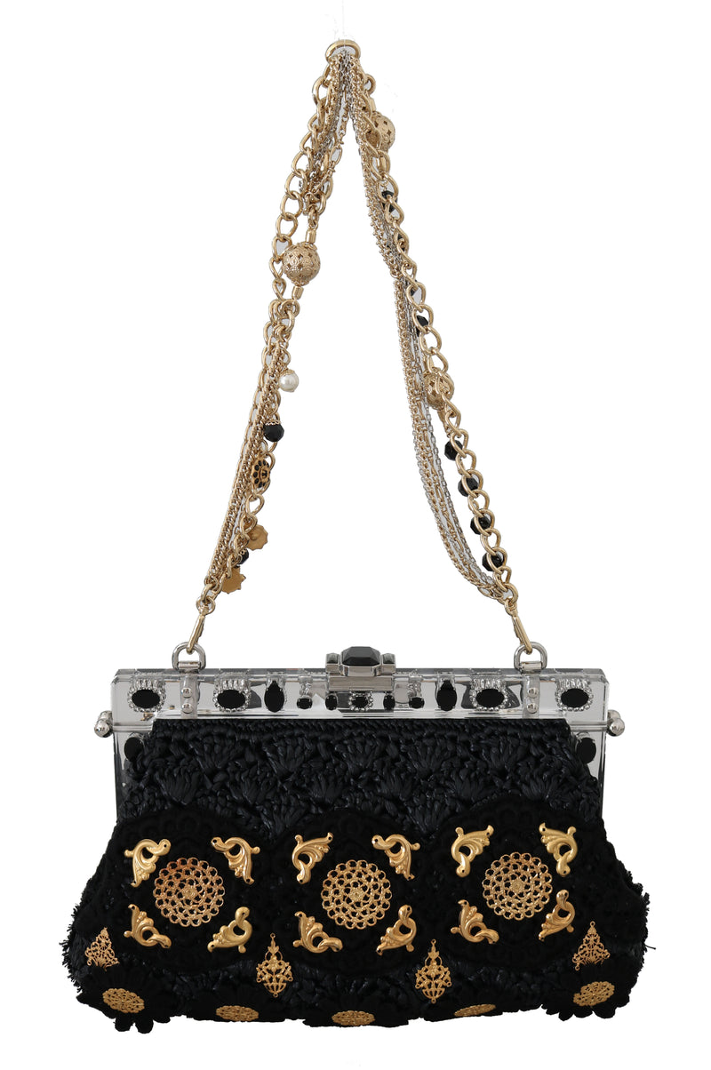 VANDA Black Tassel Gold Baroque Crystal Purse