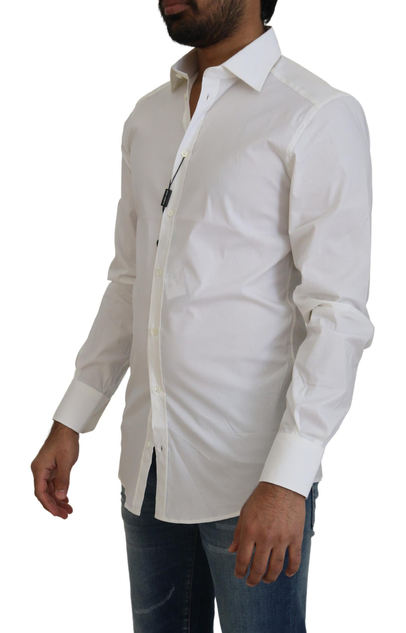 White Cotton Slim Fit Formal DressGOLD Shirt