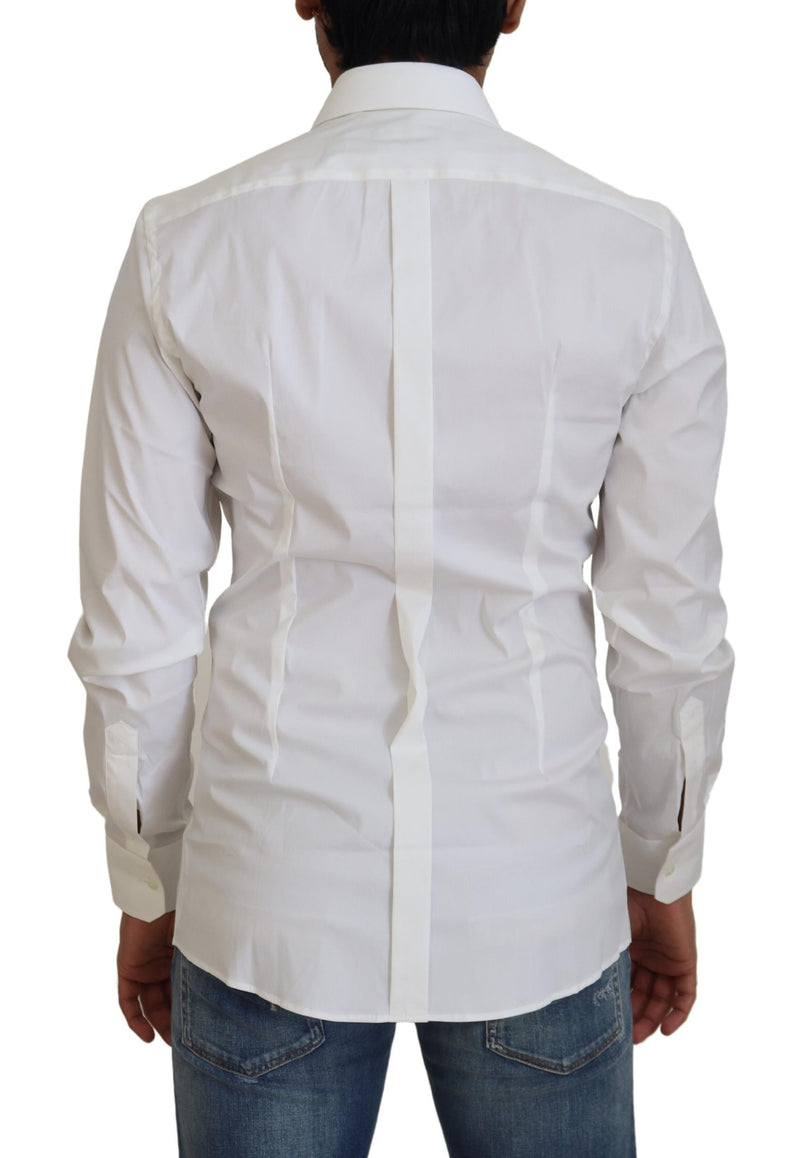 White Cotton Slim Fit Formal DressGOLD Shirt