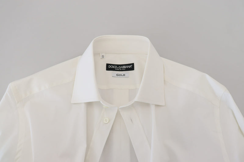 White Cotton Slim Fit Formal DressGOLD Shirt