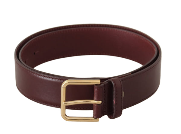 Brown Calf Leather Gold Tone Metal Buckle Belt