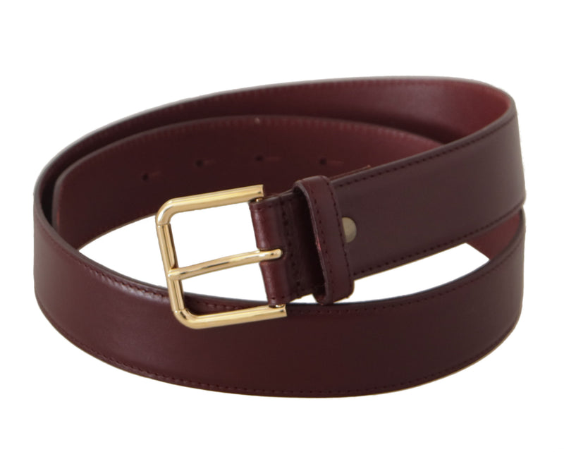 Brown Calf Leather Gold Tone Metal Buckle Belt