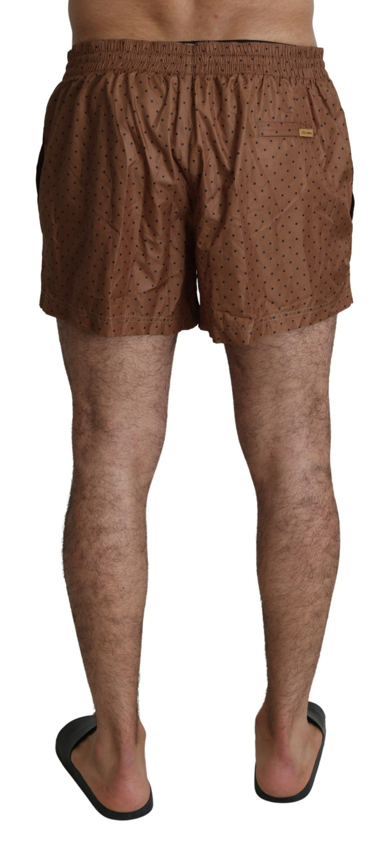 Brown Polka Beachwear Shorts Mens Swimshorts