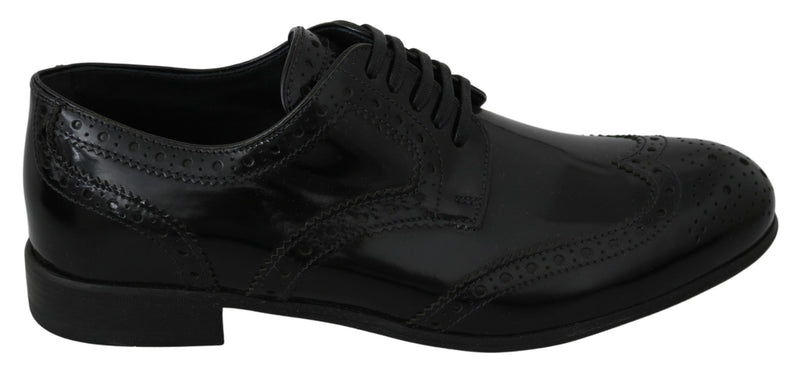 Black Leather Derby Formal Brogues Shoes