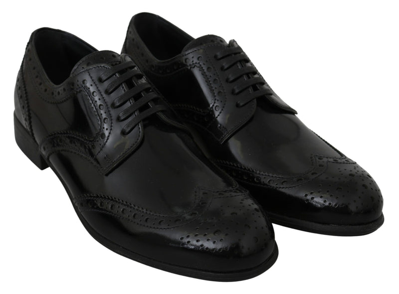 Black Leather Derby Formal Brogues Shoes