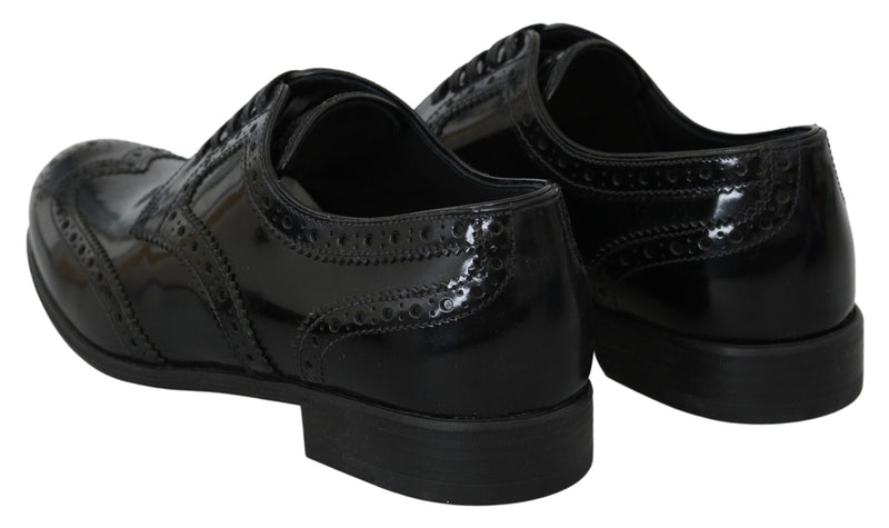 Black Leather Derby Formal Brogues Shoes