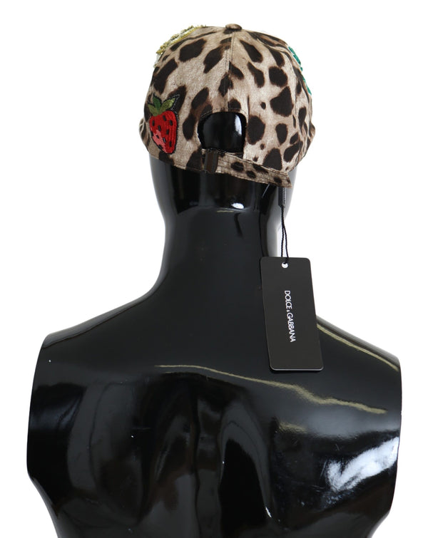 Brown Leopard Pattern Sequin Design Cap