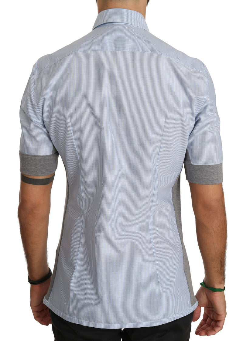 Blue White Short Sleeve Cotton Shirt