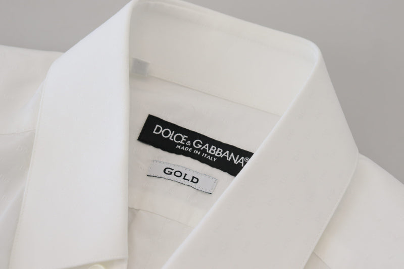 White Cotton Slim Fit Formal Dress GOLD Shirt