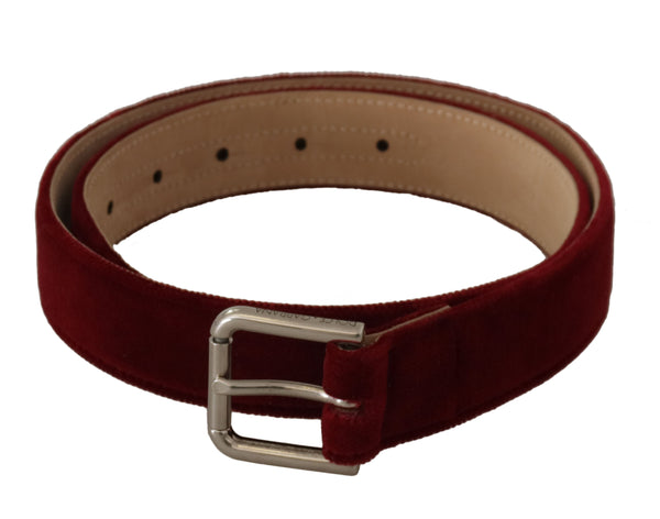 Red Velvet Silver Logo Engraved Metal Buckle Belt