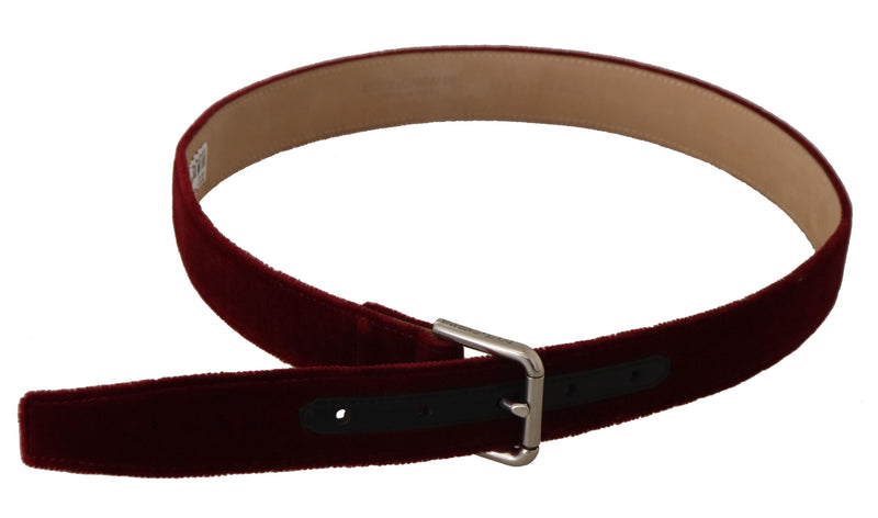 Red Velvet Silver Logo Engraved Metal Buckle Belt