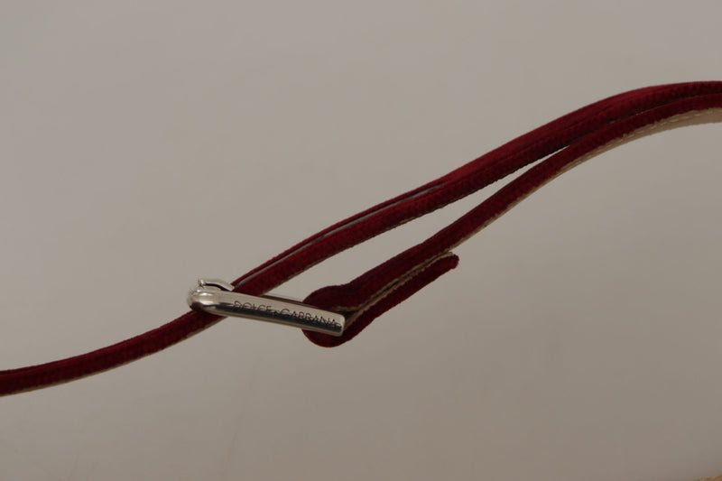 Red Velvet Silver Logo Engraved Metal Buckle Belt