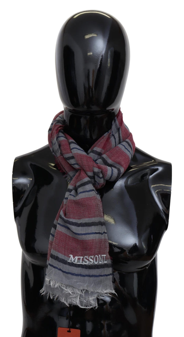 Multicolor Striped Wool Blend Unisex Neck Wrap Scarf