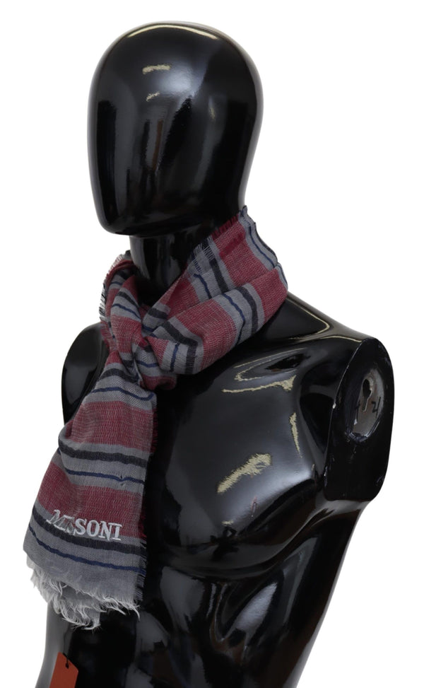 Multicolor Striped Wool Blend Unisex Neck Wrap Scarf