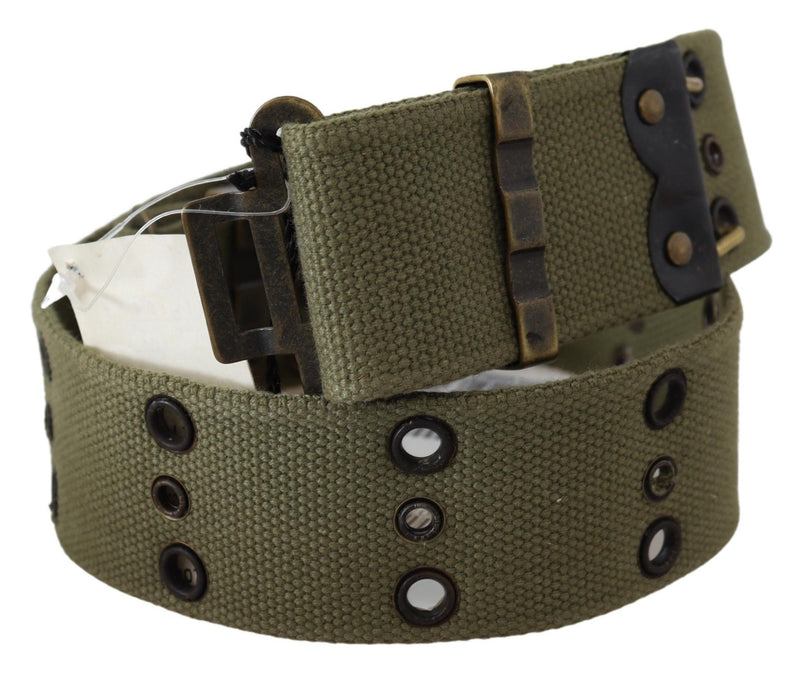 Green 100% Cotton Rustic Bronze Buckle Belt