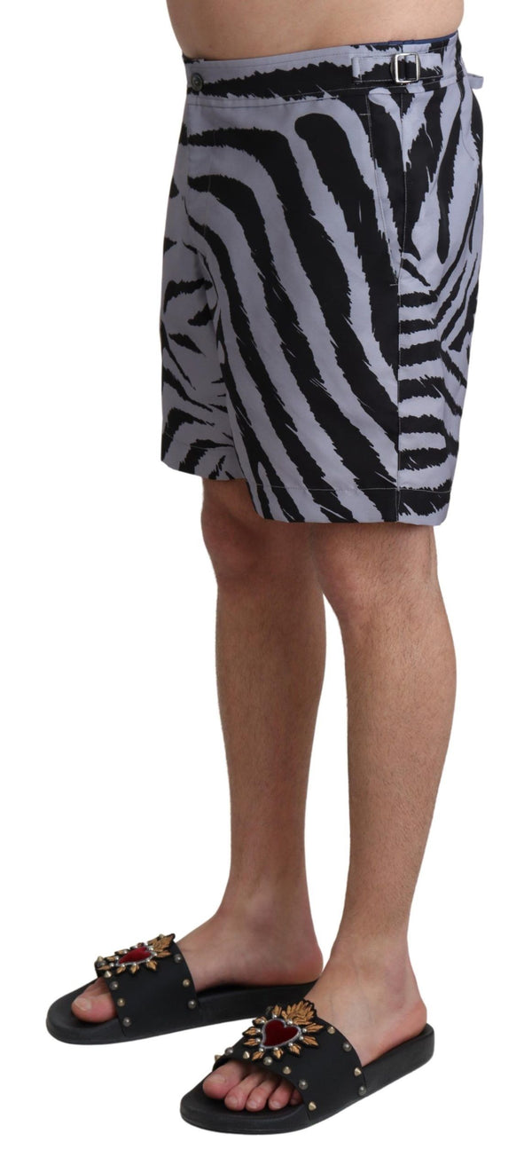 Gray Zebra Print Beachwear Shorts