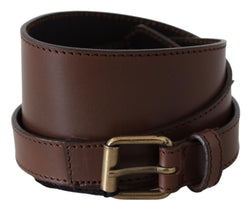 Brown Wide Leather Rustic Gold Metal Buckle Dark