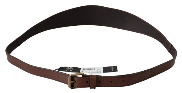 Brown Wide Leather Rustic Gold Metal Buckle Dark