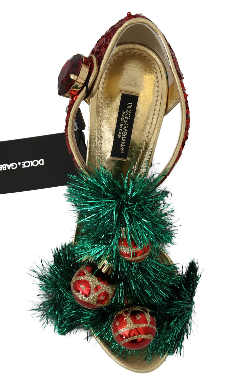 Gold Leather Crystal CHRISTMAS Sandals Shoes