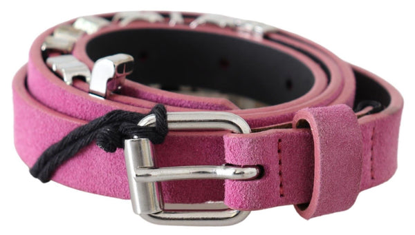 Pink Silver Chrome Metal Buckle Waist Belt