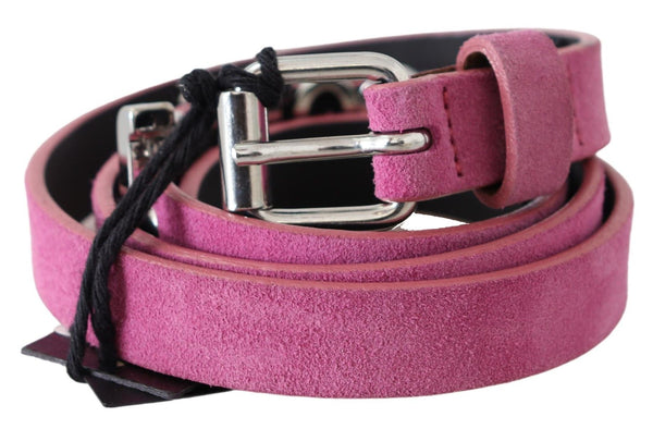 Pink Silver Chrome Metal Buckle Waist Belt