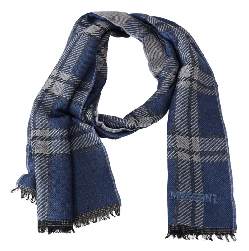 Blue Wool Plaid Unisex Neck Wrap Shawl Scarf