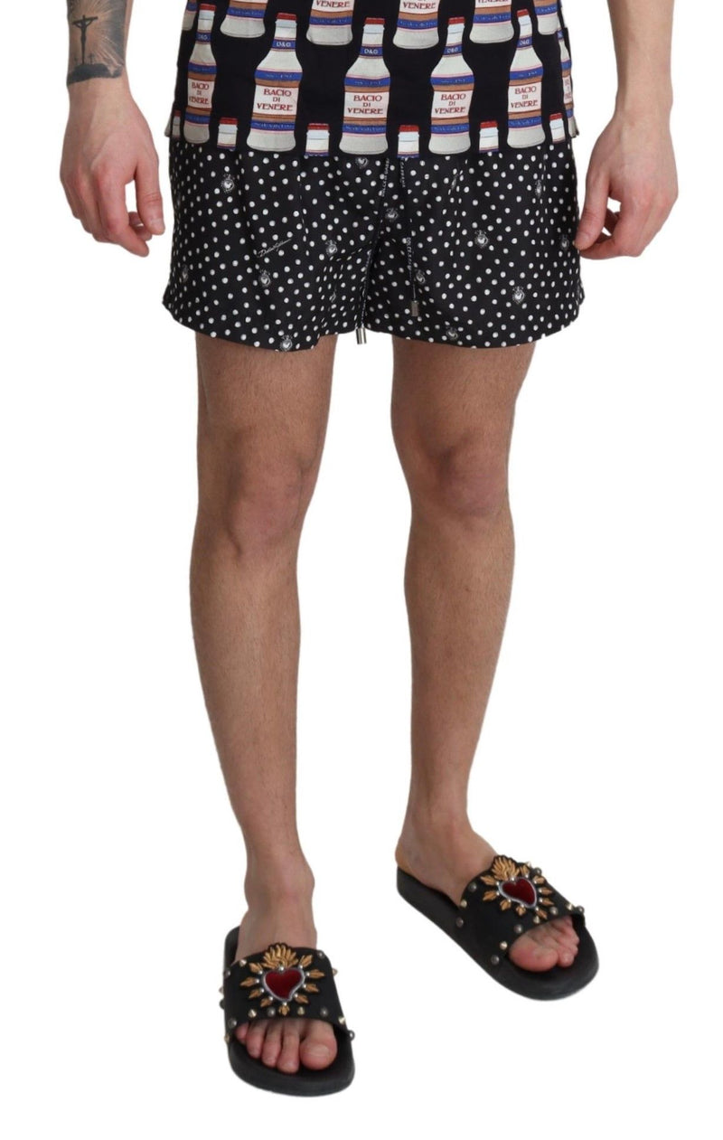 Black Polka Dots Beachwear Shorts