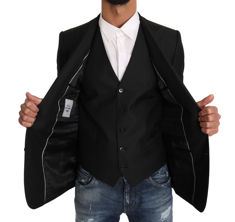 Blazer Vest 2 Piece Black Wool MARTINI