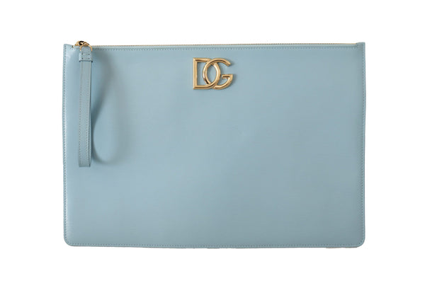 Blue DG Logo Leather Wristlet Document Clutch Wallet