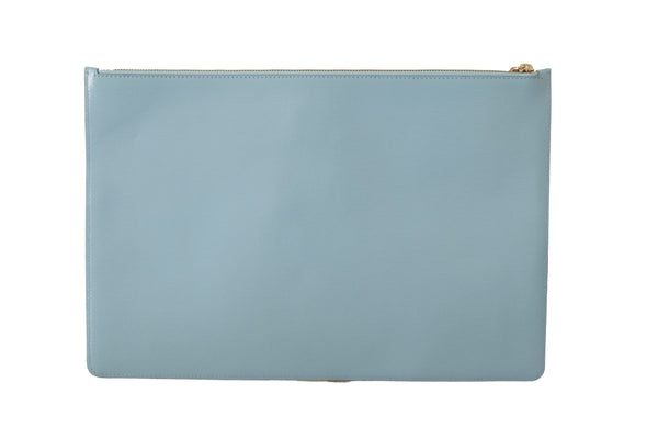 Blue DG Logo Leather Wristlet Document Clutch Wallet