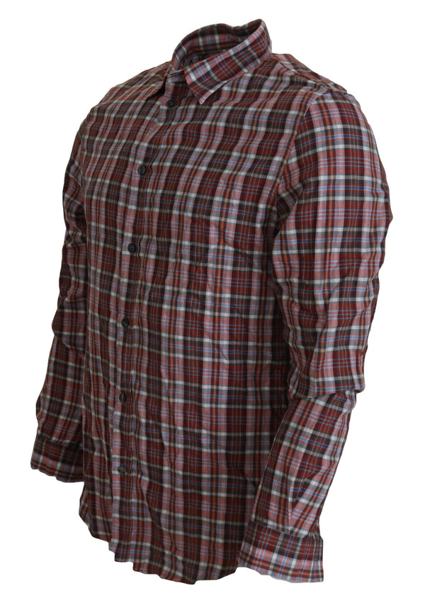 Multicolor Checkered Cotton Long Sleeves Casual Shirt