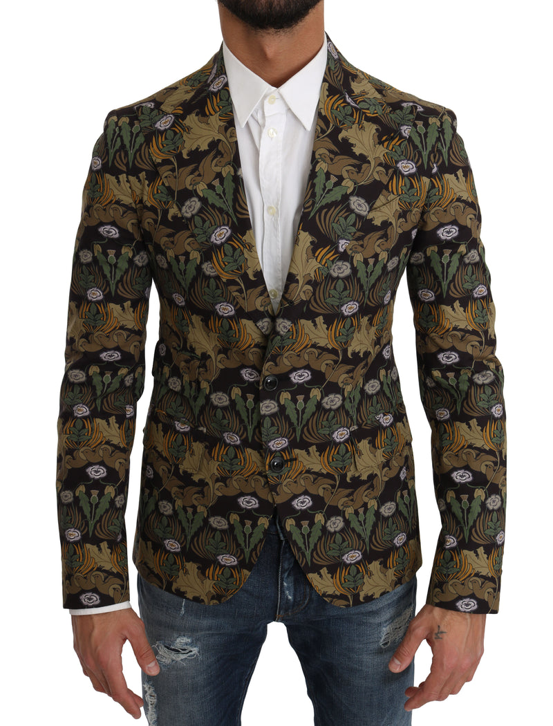 Black Green Leaves Pattern Blazer