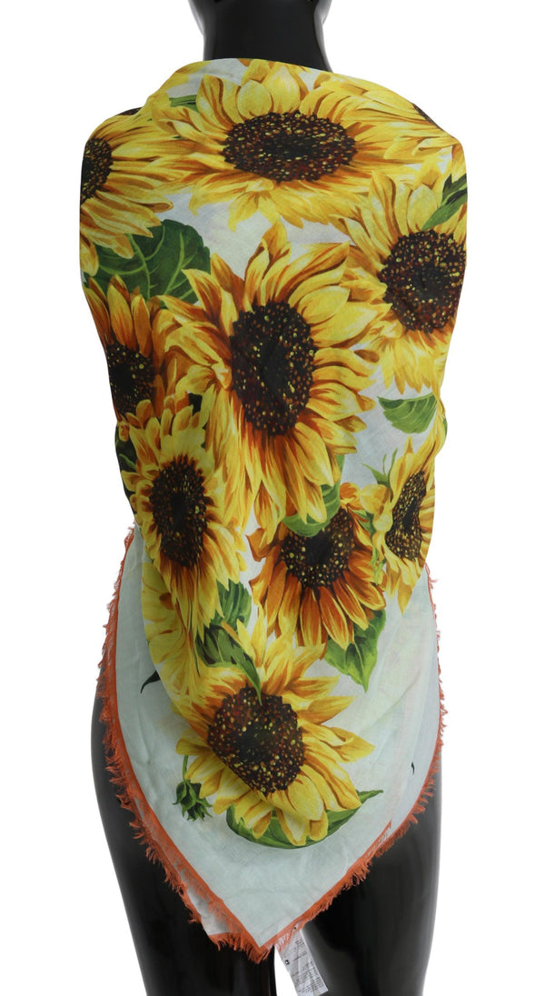 Multicolor Sunflower Print Modal Wrap Shawl Scarf
