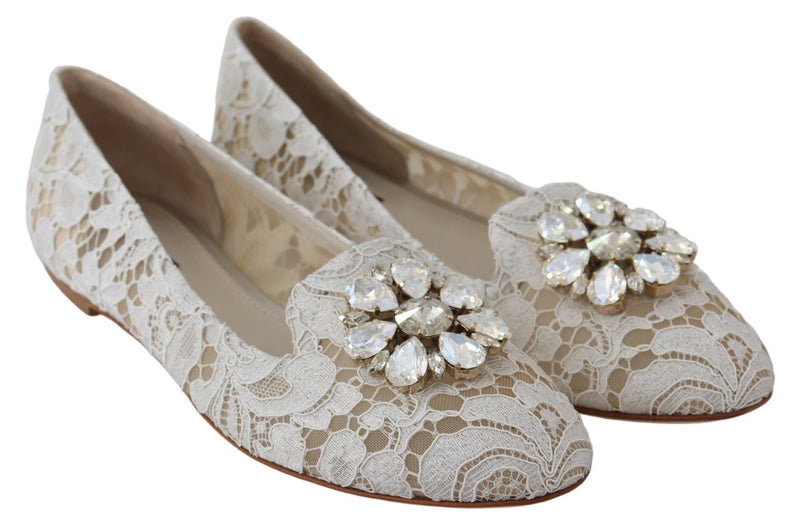 Ballerinas Flats White Floral Lace Shoes