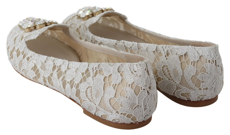 Ballerinas Flats White Floral Lace Shoes