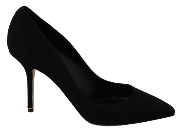 Black Suede Goatskin Heels Pumps Shoes