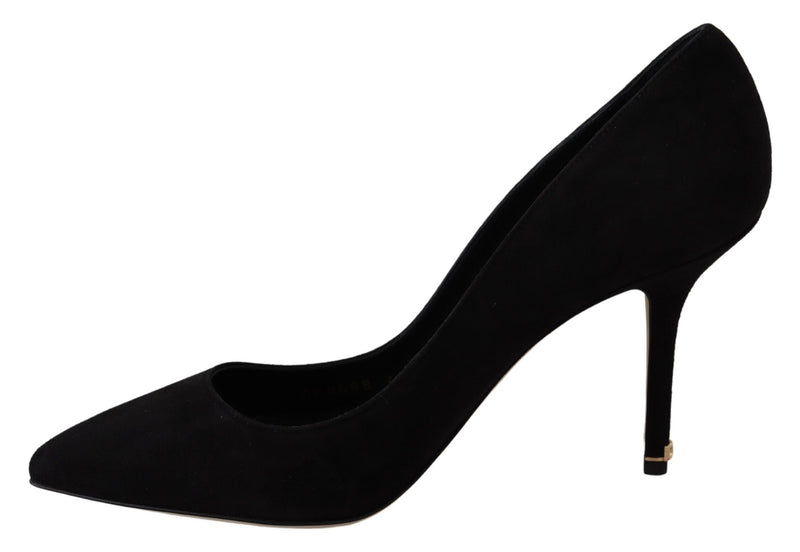 Black Suede Goatskin Heels Pumps Shoes