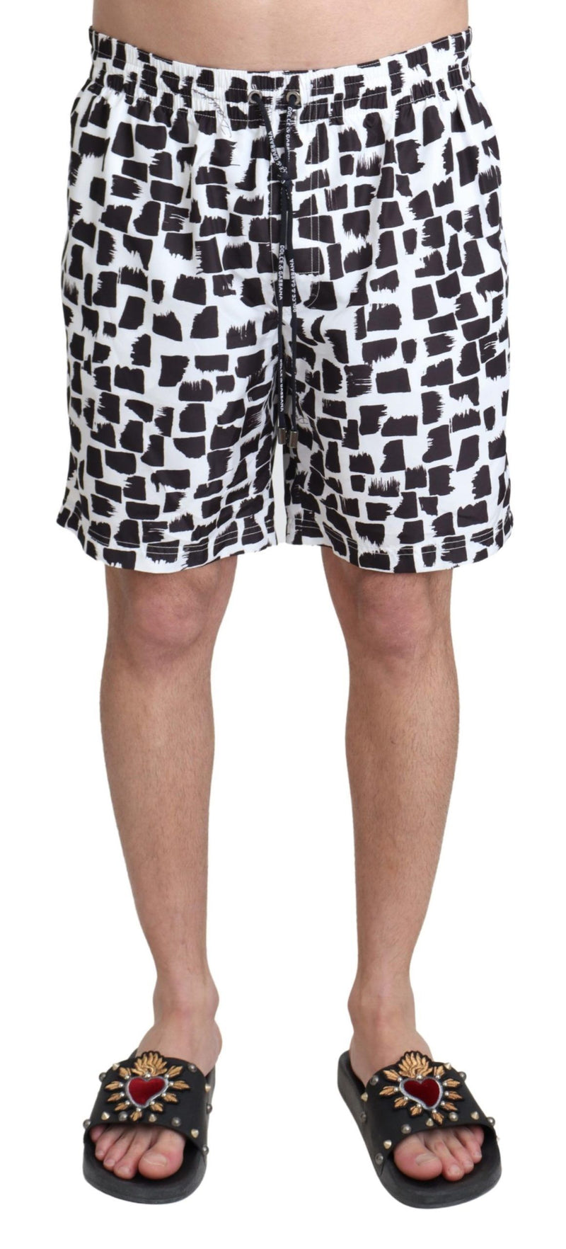 Black White Pattern Beachwear Short Swimwear