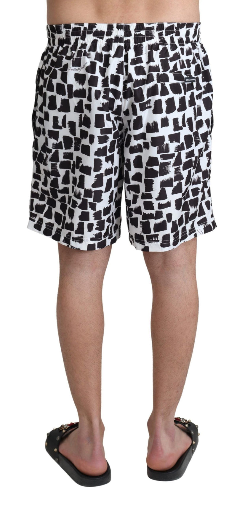 Black White Pattern Beachwear Short Swimwear