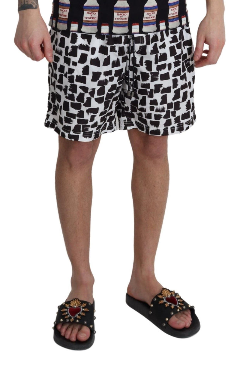 Black White Pattern Beachwear Short Swimwear