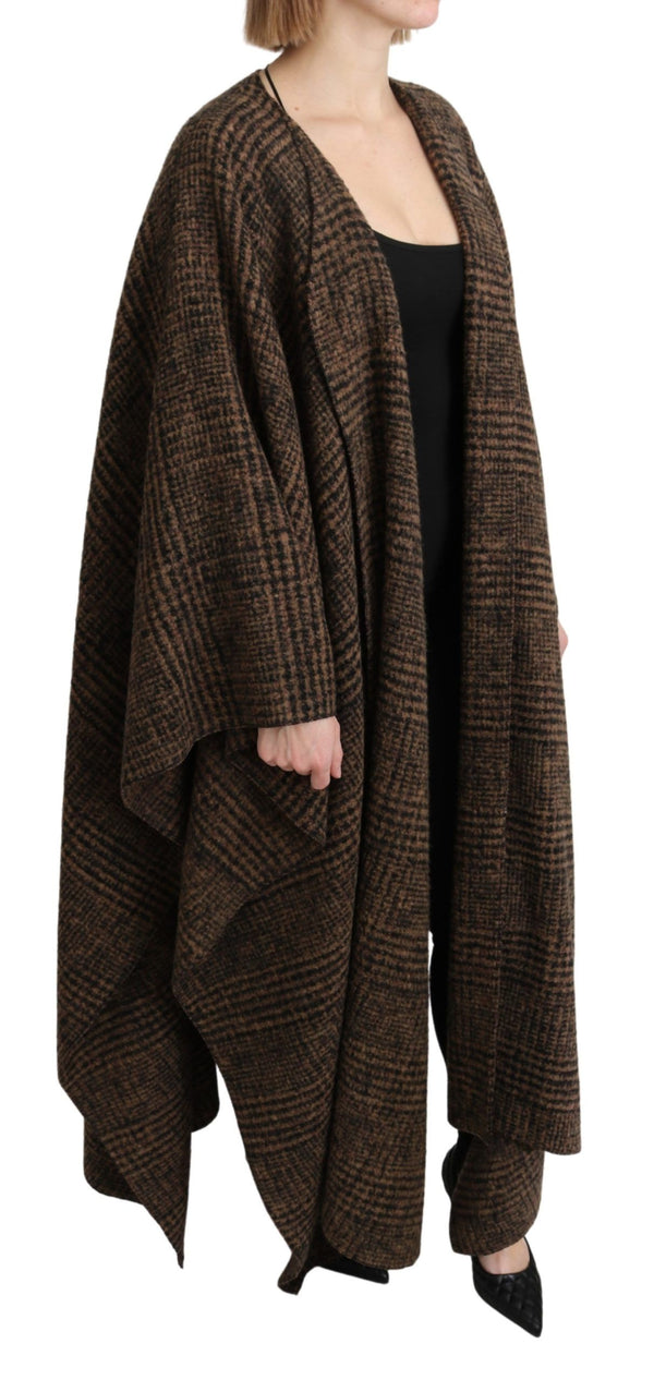 Brown Cape Blazer Coat Wool Blend Jacket