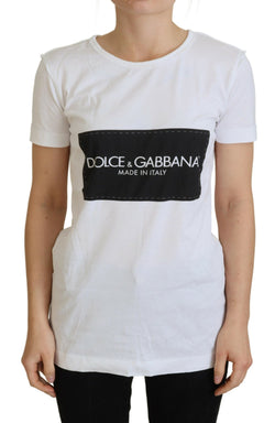 White Cotton Logo Print T-shirt